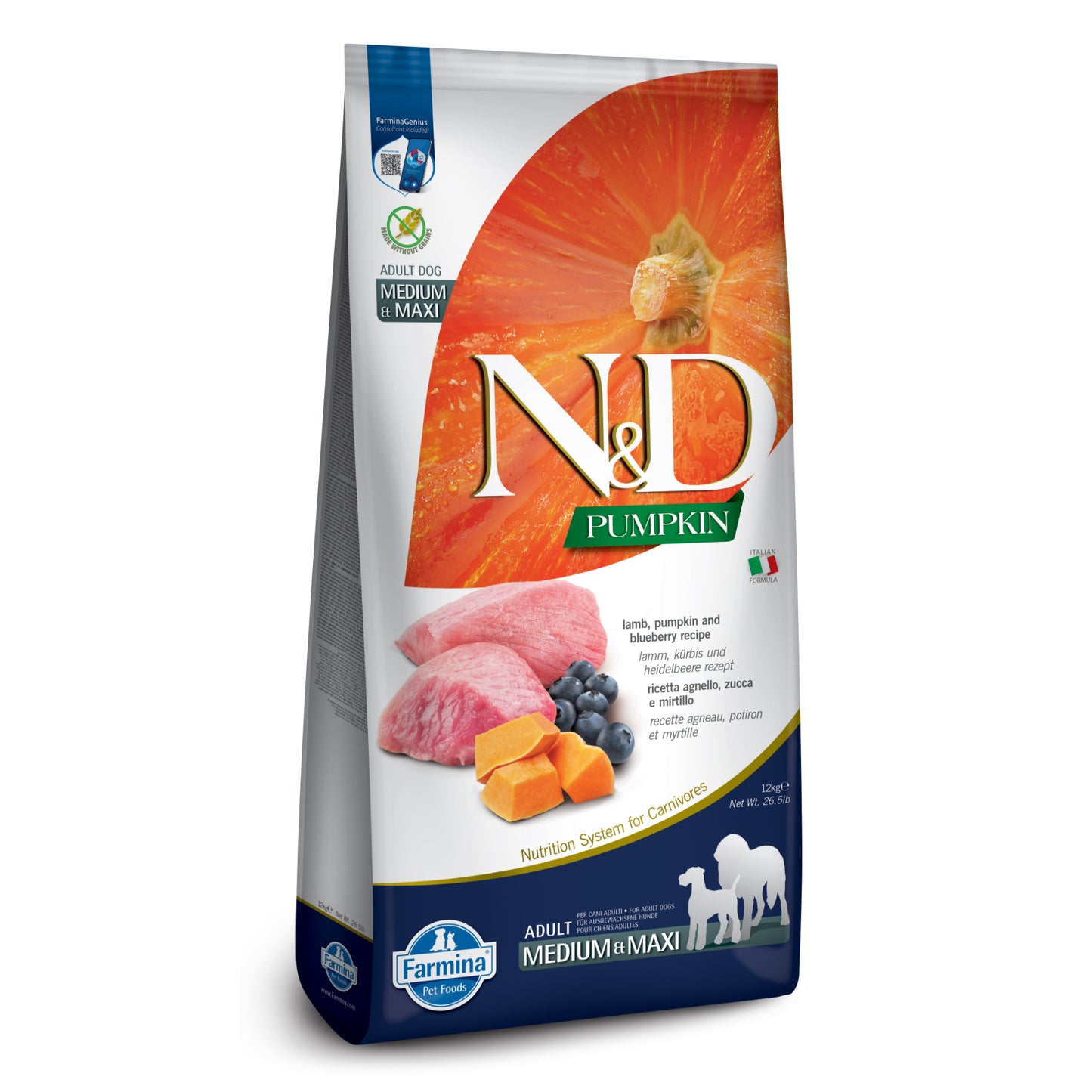 N&D PUMPKIN DOG LB & BB ADULT MED/MAXI