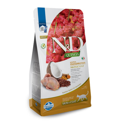 N&D QUINOA CAT SKIN & COAT QUAIL ADULT