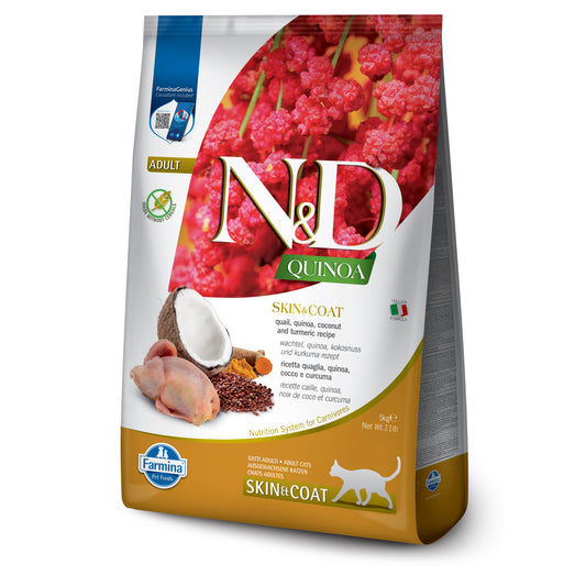 N&D QUINOA CAT SKIN & COAT QUAIL ADULT
